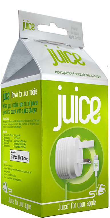 Juice Mobile Charger Packaging PNG with transparent background