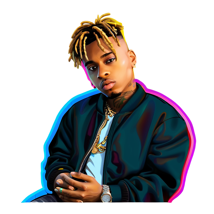 Juice Wrld Portrait Illustration PNG 05212024 PNG with transparent background