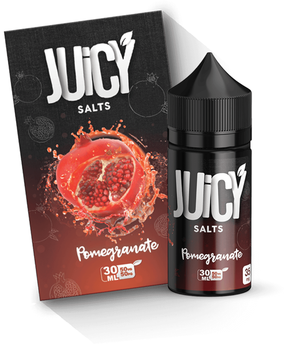 Juicy Salts Pomegranate Eliquid Packaging