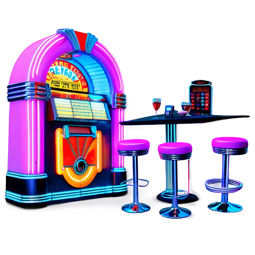 Jukebox In Neon Diner Png Rjl