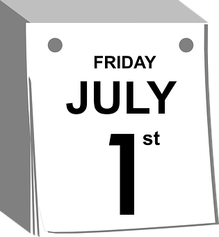July First Calendar Page PNG with transparent background