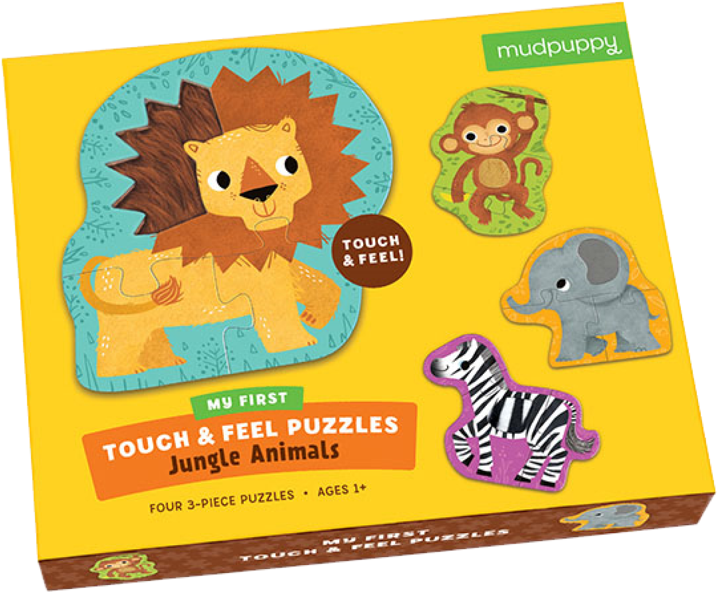 Jungle Animals Touch Feel Puzzle Packaging PNG with transparent background