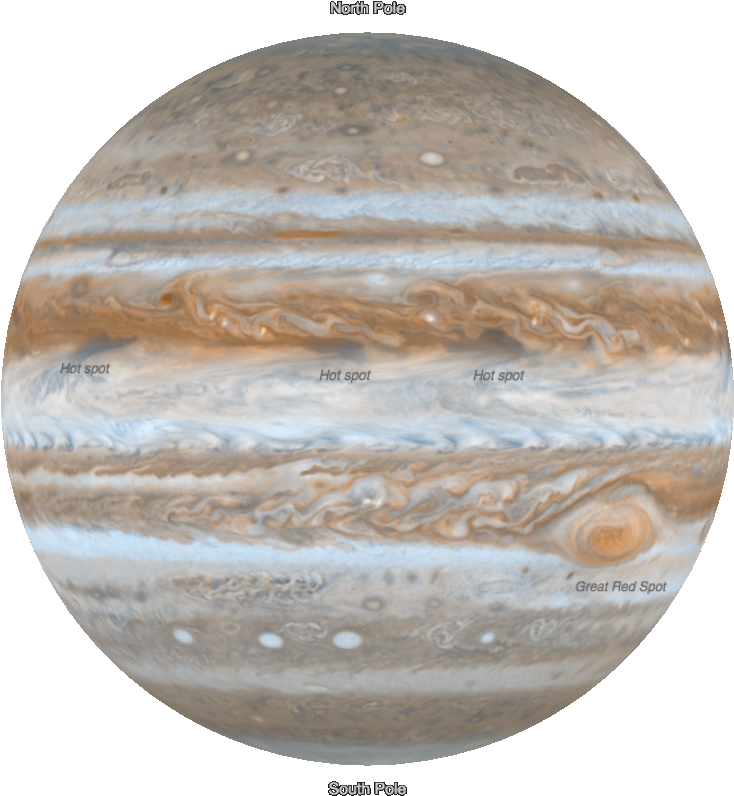 Jupiter Planet Features Map PNG with transparent background