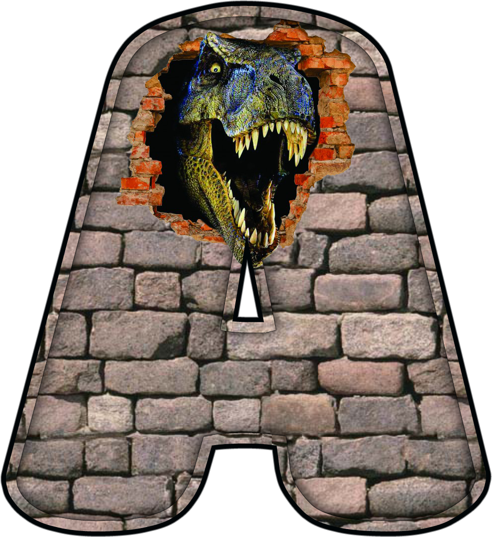 Jurassic Park Dinosaur Breaking Through Letter A PNG with transparent background