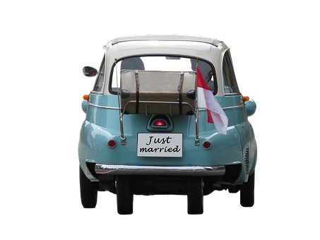 Just Married Vintage Car PNG with transparent background