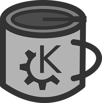 K D E Gear Logo Mug PNG image with a transparent background, free high-resolution download