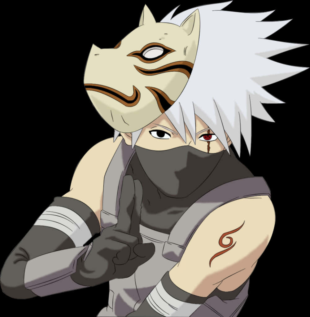 Kakashi_ Anbu_ Mask_ Pose PNG with transparent background