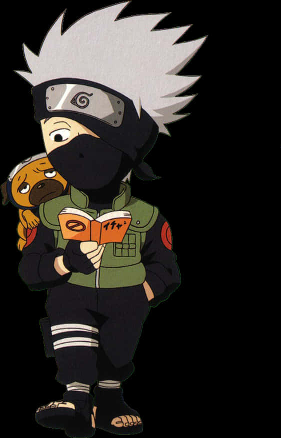 Kakashi Reading Icha Icha Paradise PNG with transparent background