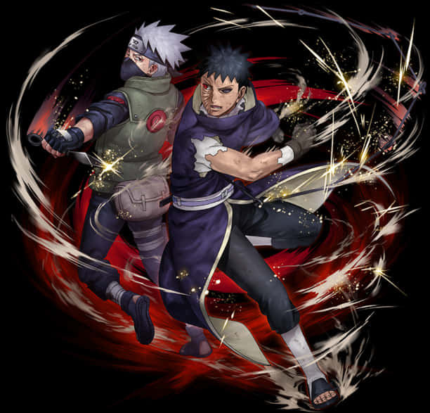 Kakashiand Asumain Battle PNG with transparent background