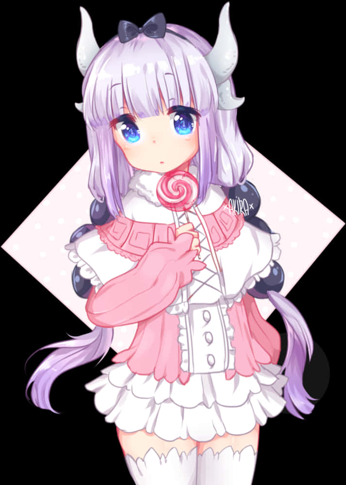 Kanna Kamui Anime Character With Lollipop