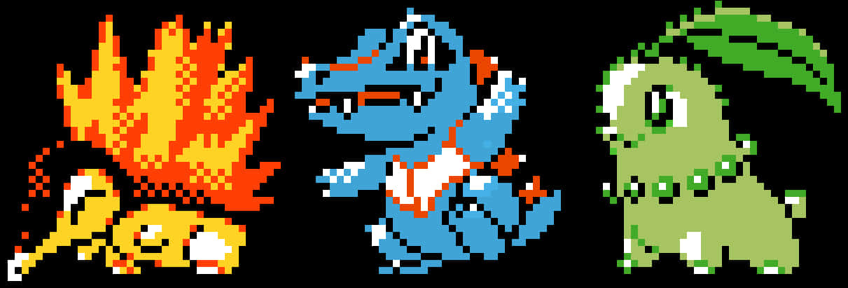 Kanto Starters Pixel Art