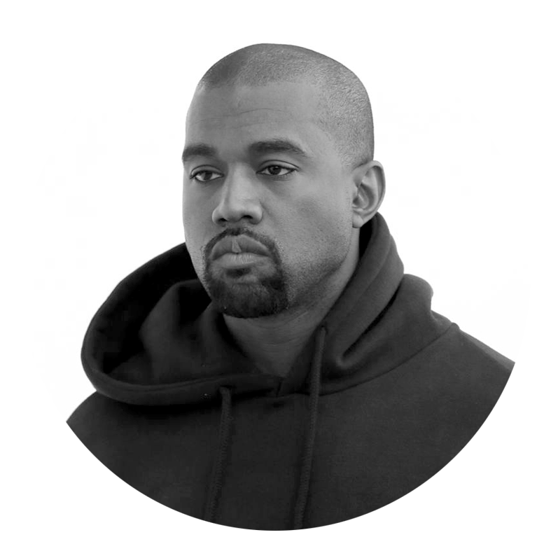 Kanye West Blackand White Portrait PNG image with a transparent background, free high-resolution download