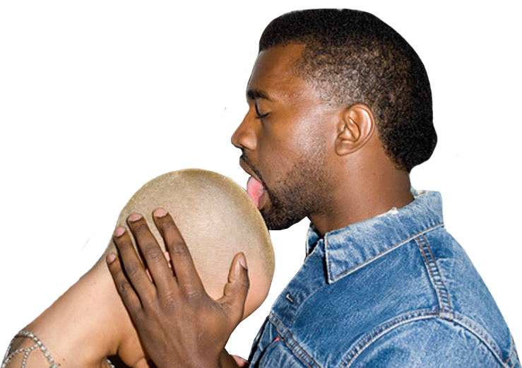 Kanye West Licking Bald Head PNG image with a transparent background, free high-resolution download