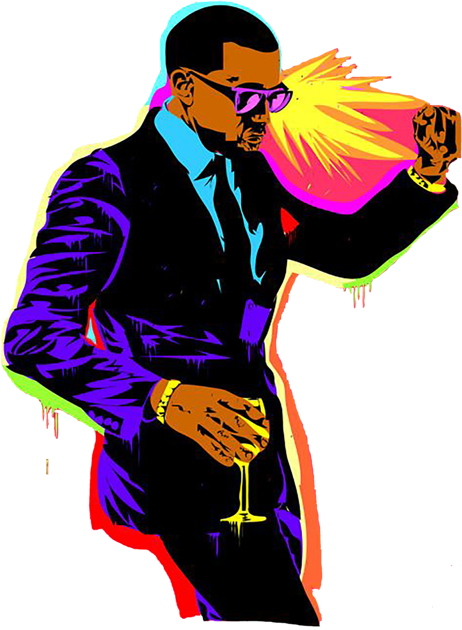 Kanye West Pop Art Flame PNG image with a transparent background, free high-resolution download