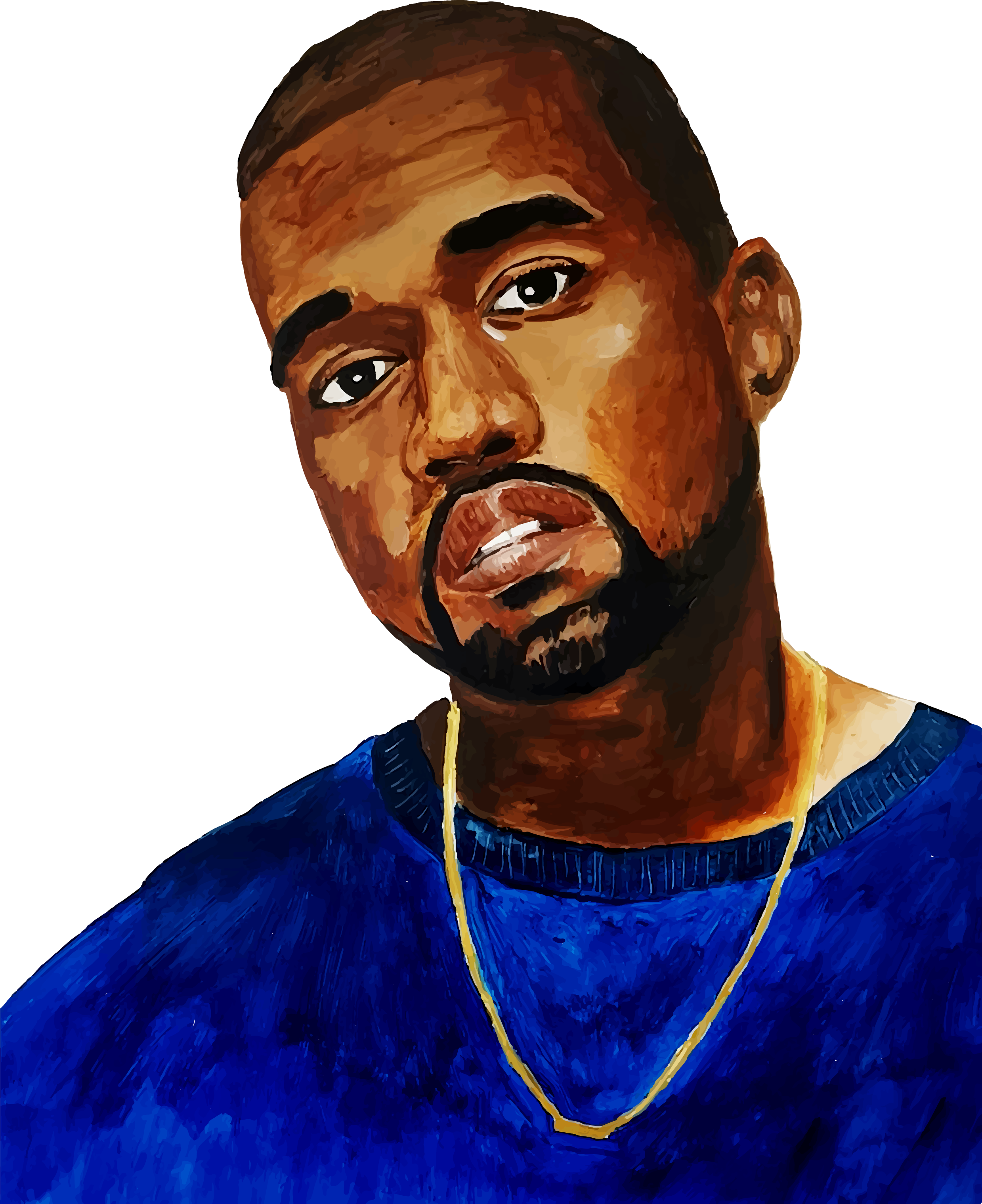 Kanye West Portrait Painting PNG image with a transparent background, free high-resolution download