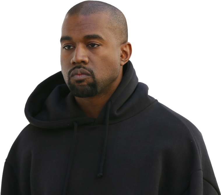 Kanye West Portraitin Black Hoodie PNG image with a transparent background, free high-resolution download