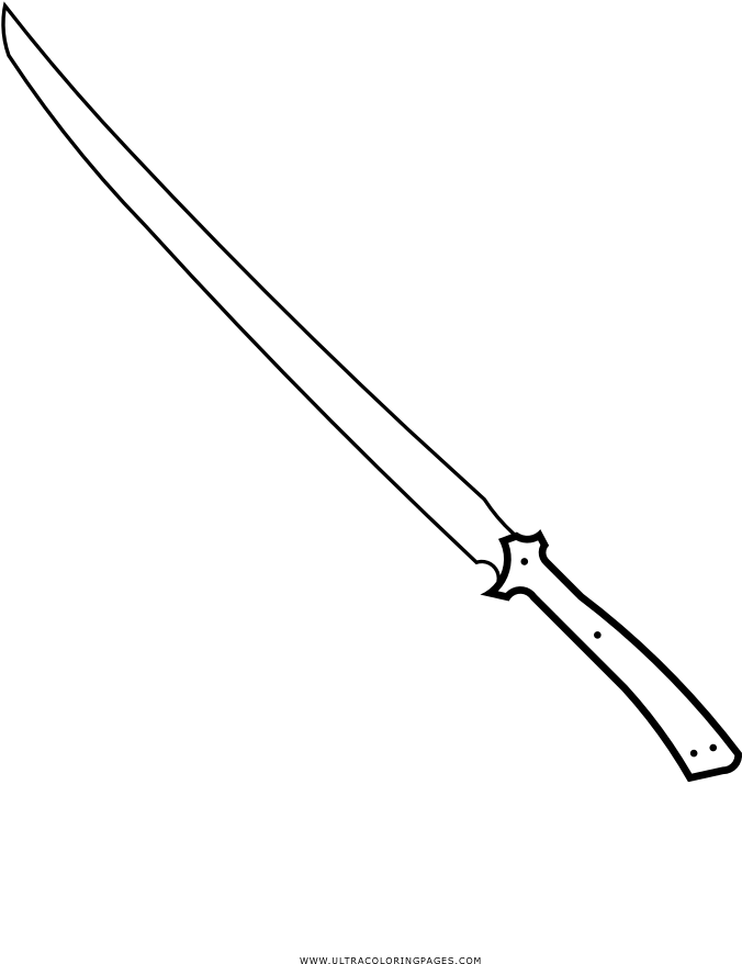 Katana Sword Line Art PNG image with a transparent background, free high-resolution download