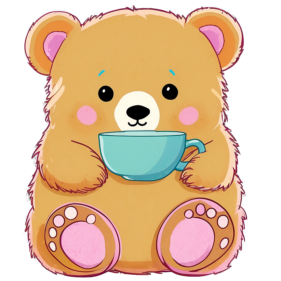 Kawaii Bear And Cup Of Tea Png 06292024