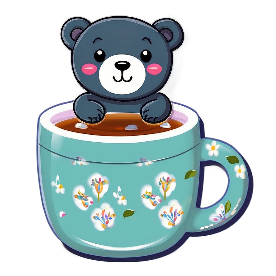 Kawaii Bear And Cup Of Tea Png Nhg4