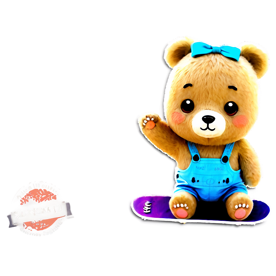 Kawaii Bear On Skateboard Png 06292024