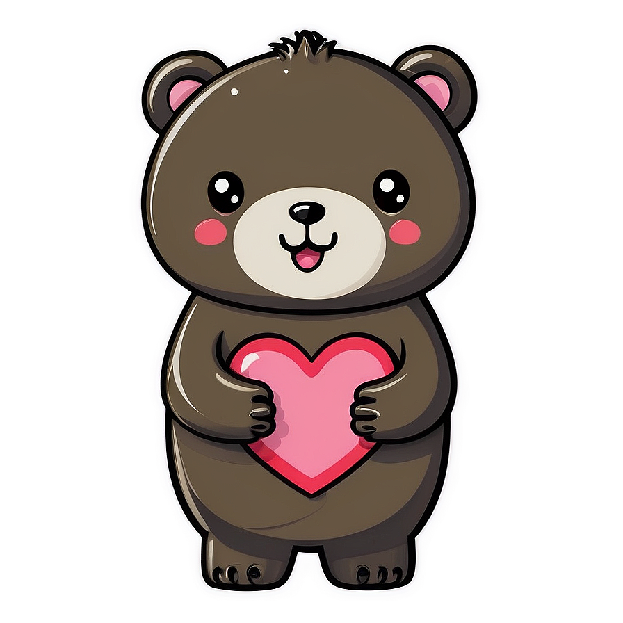 Kawaii Bear With Heart Png 06292024