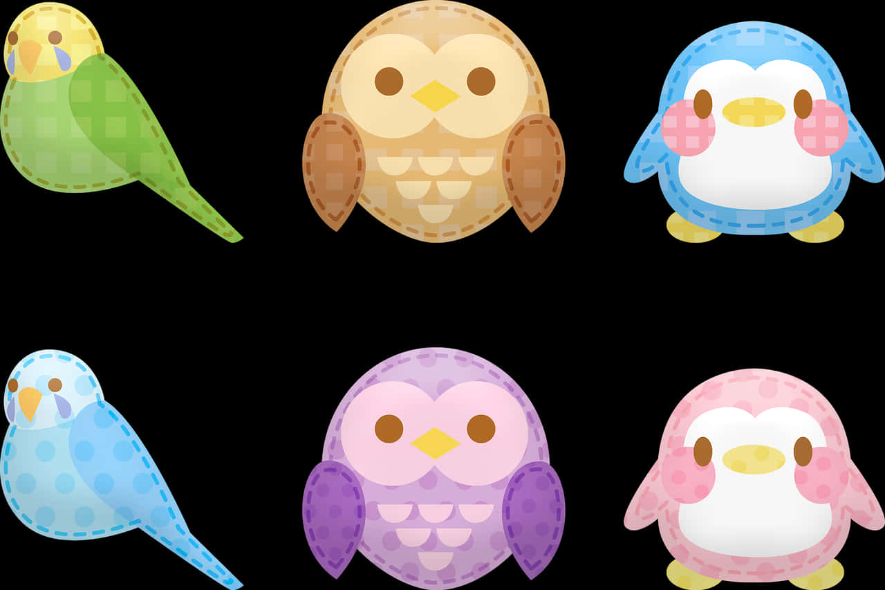 Kawaii Cartoon Birds Collection.jpg PNG with transparent background