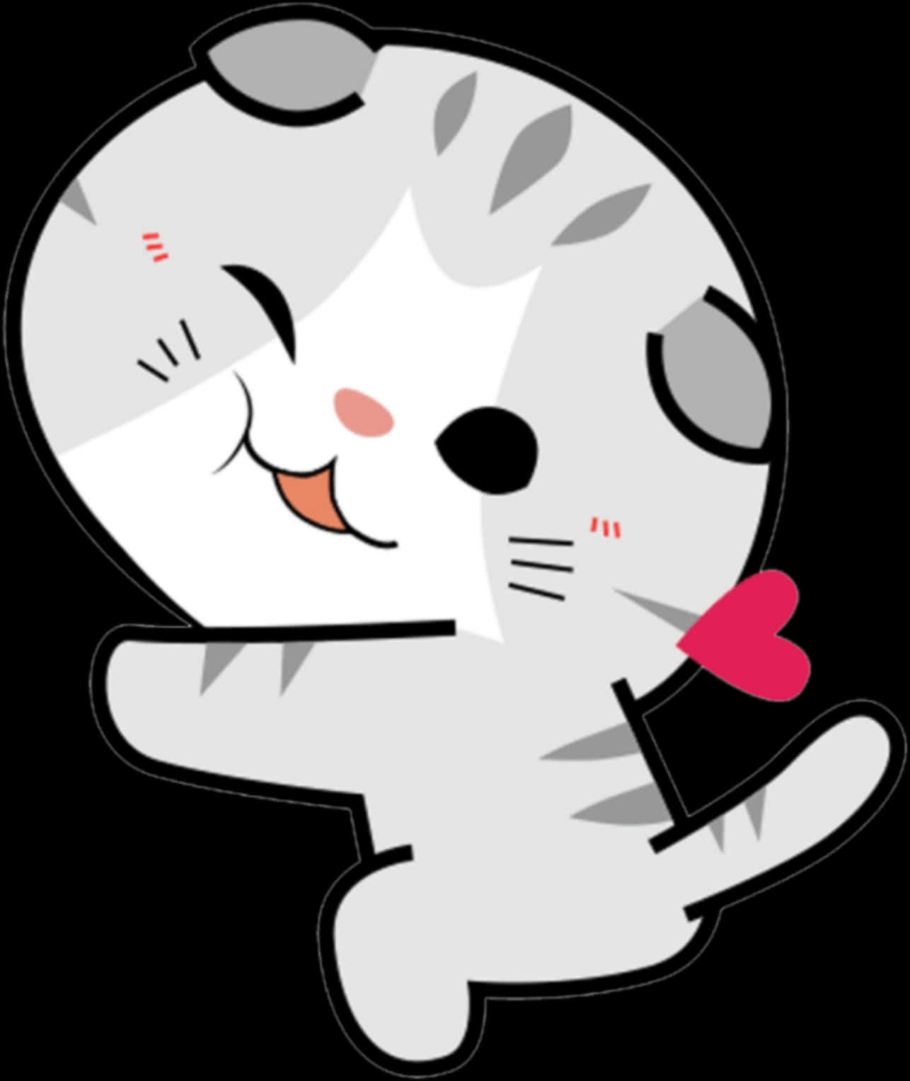 Kawaii Cat Cartoon Character PNG with transparent background
