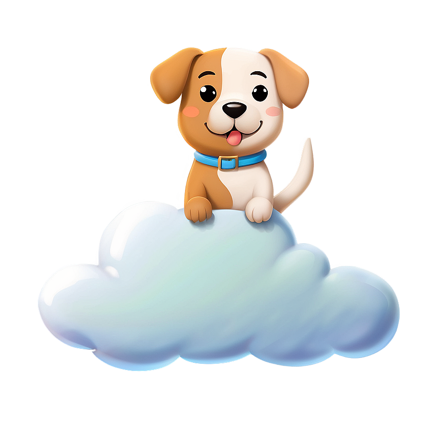 Kawaii Dog On A Cloud Png 06292024