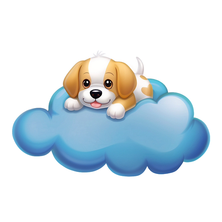 Kawaii Dog On A Cloud Png 06292024