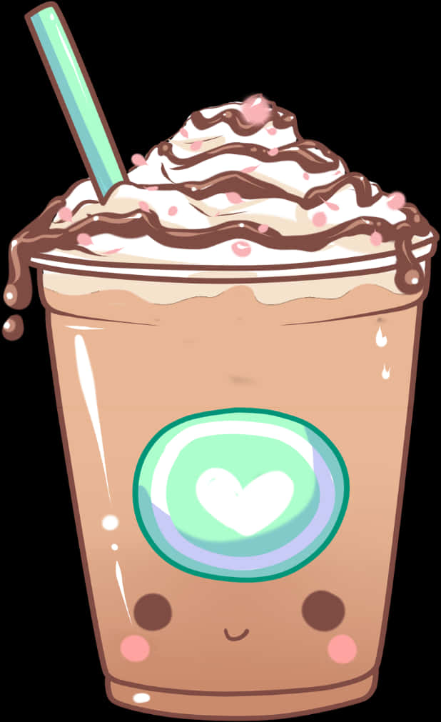 Kawaii Frappe Cute Cartoon PNG with transparent background