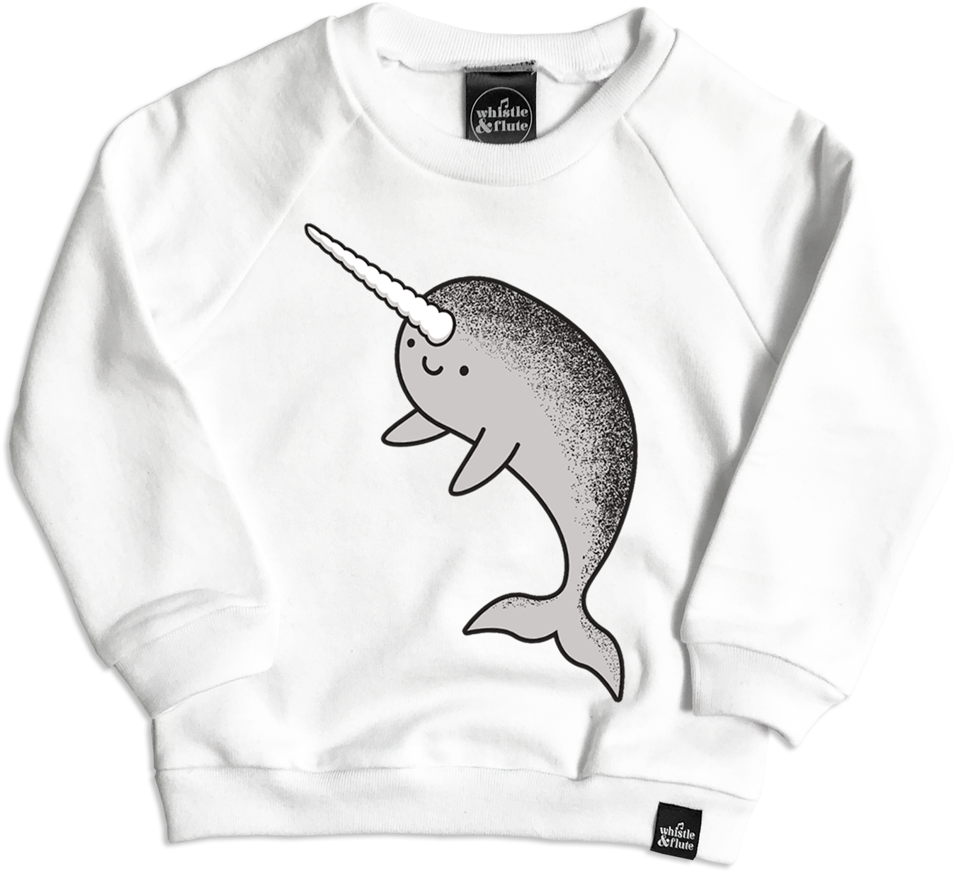 Kawaii Narwhal Sweatshirt - Flute PNG with transparent background