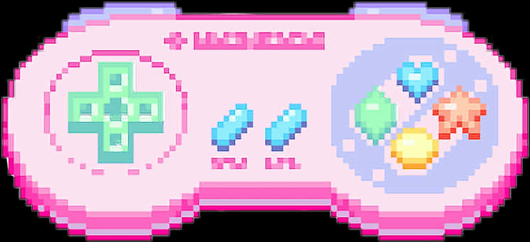 Kawaii Pixel Art Game Controller PNG with transparent background