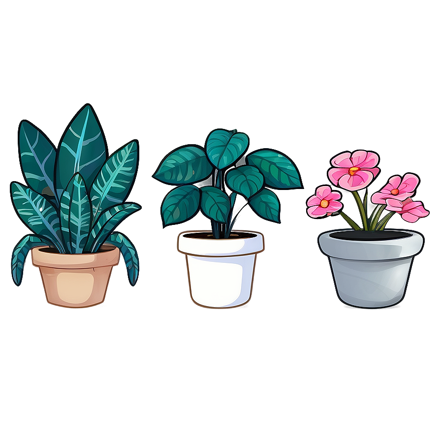 Kawaii Potted Plants Png Aqk43