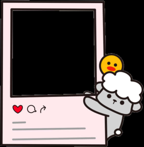 Kawaii Sheepand Chick Frame PNG with transparent background