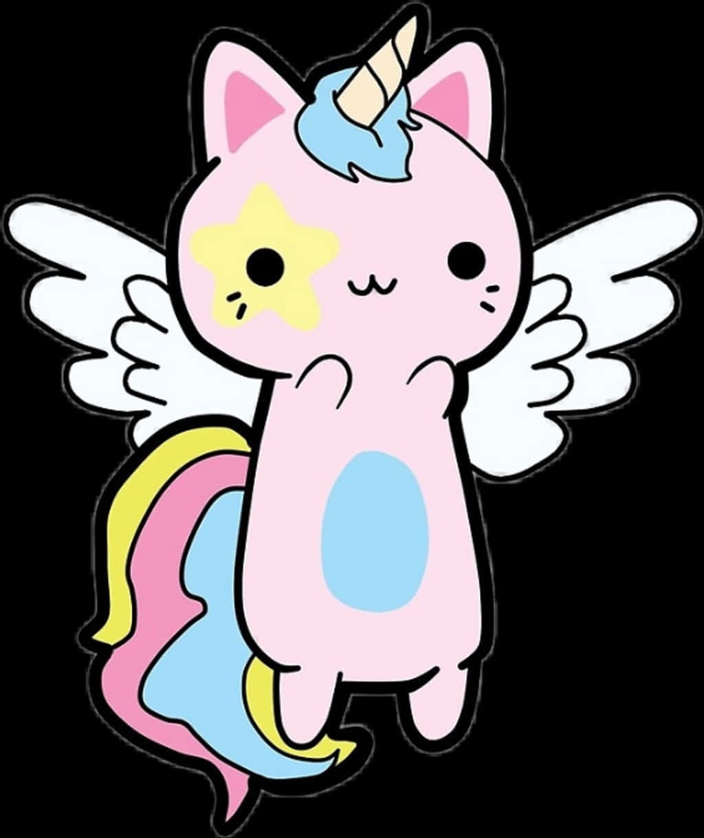 Kawaii_ Unicorn_ Cat_with_ Wings.png PNG with transparent background