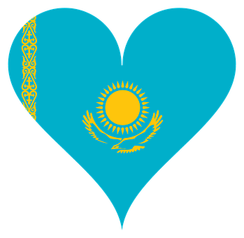 Kazakhstan Flag Heart Shape