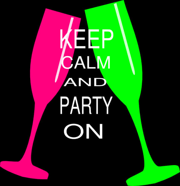 Keep Calm Party On Champagne Glasses