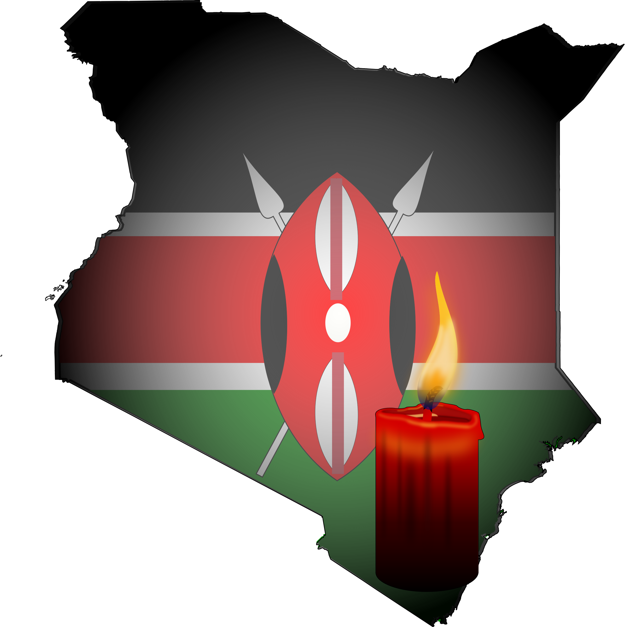 Kenya Mapwith Flagand Candle PNG with transparent background