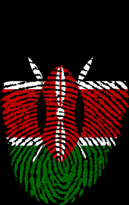 Kenyan Flag Fingerprint Art PNG with transparent background