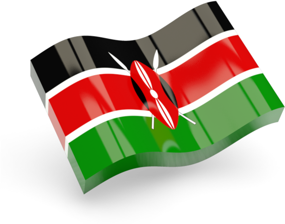 Kenyan Flag Waving PNG with transparent background