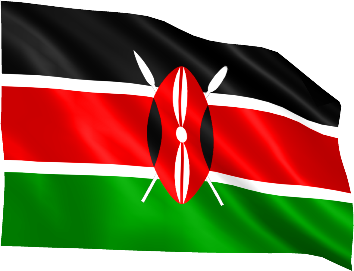 Kenyan Flag Waving PNG with transparent background