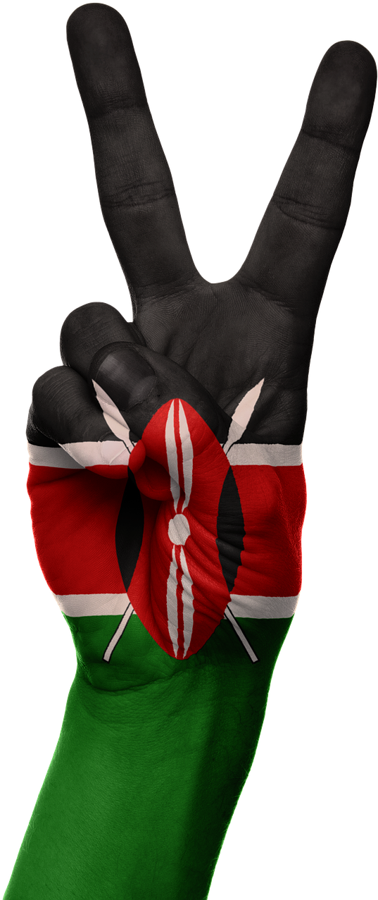 Kenyan Peace Sign Hand Painted Flag PNG with transparent background