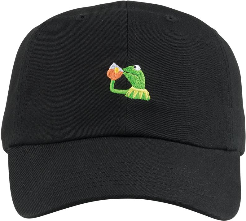 Kermit Embroidered Black Cap