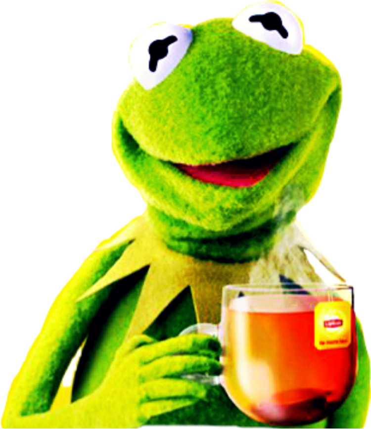 Kermitthefrog Kermit Lipton Icedtea Green Frog Sticker - Kermit The Frog Meme Black And White, HD Png Download PNG with transparent background