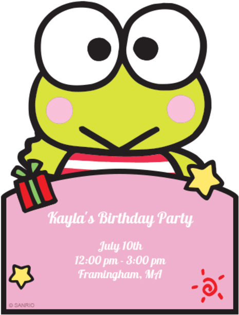 Keroppi Birthday Party Invitation PNG with transparent background