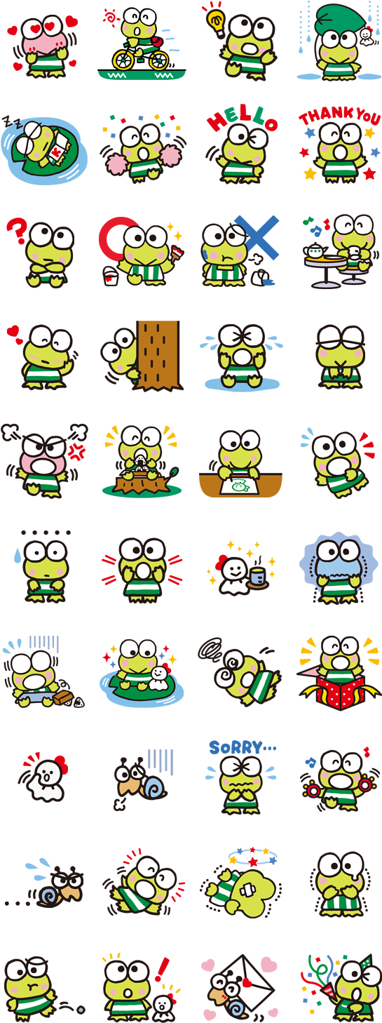 Keroppi Emoticons Collection.png PNG with transparent background