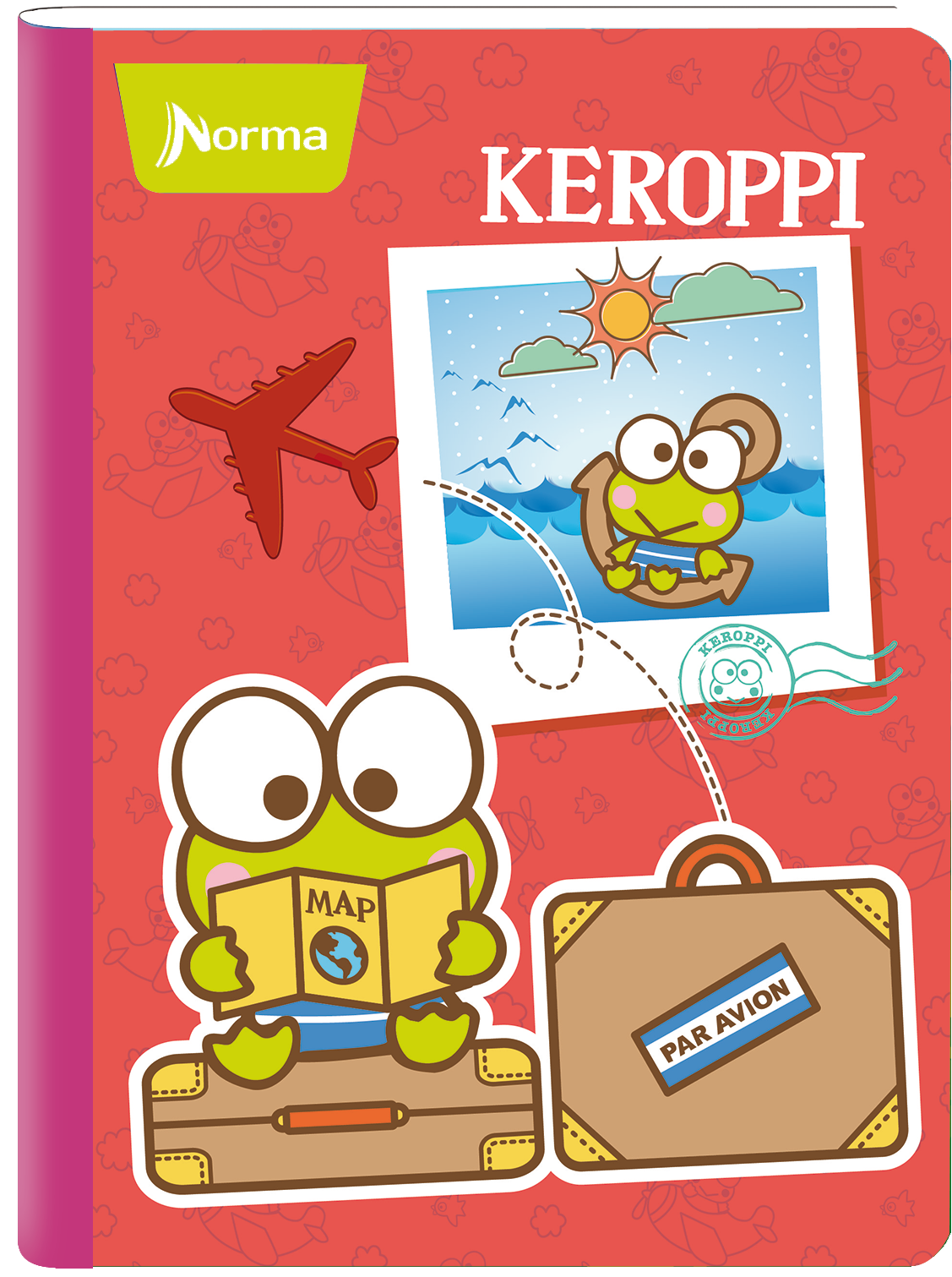 Keroppi Travel Themed Notebook Cover PNG with transparent background