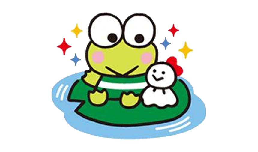 Keroppiand Friend Sparkling Stars PNG with transparent background
