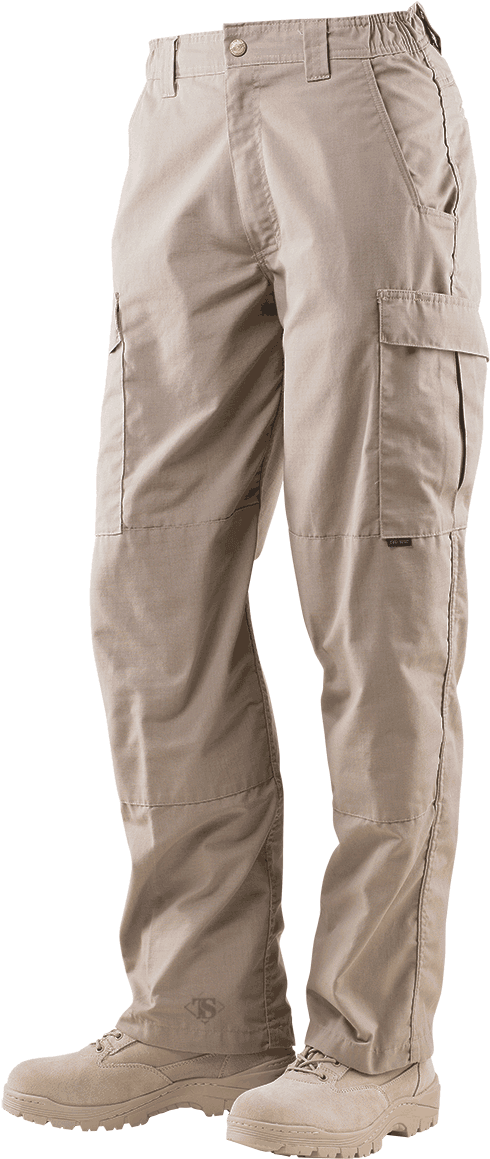 Khaki Tactical Pants Standing PNG image with a transparent background, free high-resolution download