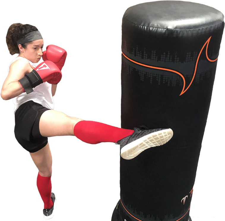 Kickboxer Practicing Roundhouse Kick PNG with transparent background